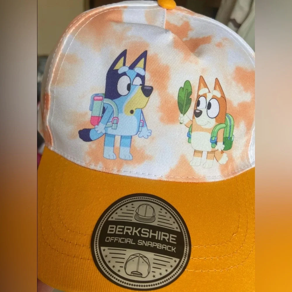 Bluey Bingo Toddler Baseball Cap‎ Hat White Orange Trim Berkshire Fashions